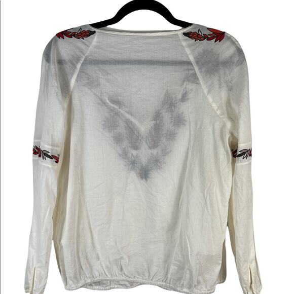 Tory Burch Floral Embroidered Peasant Top Cottage Prairie Western Boho Milk Maid - Picture 5 of 10